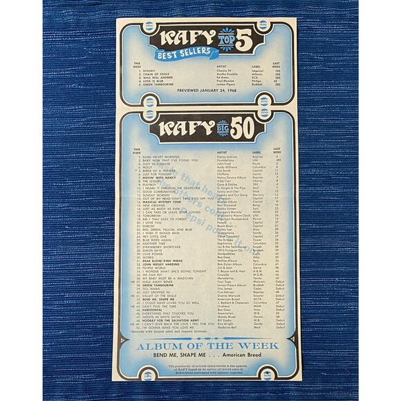 VTG Radio KAFY Music Survey Bakersfield CA Eric Burdon & The Animals Concert - Picture 2 of 3